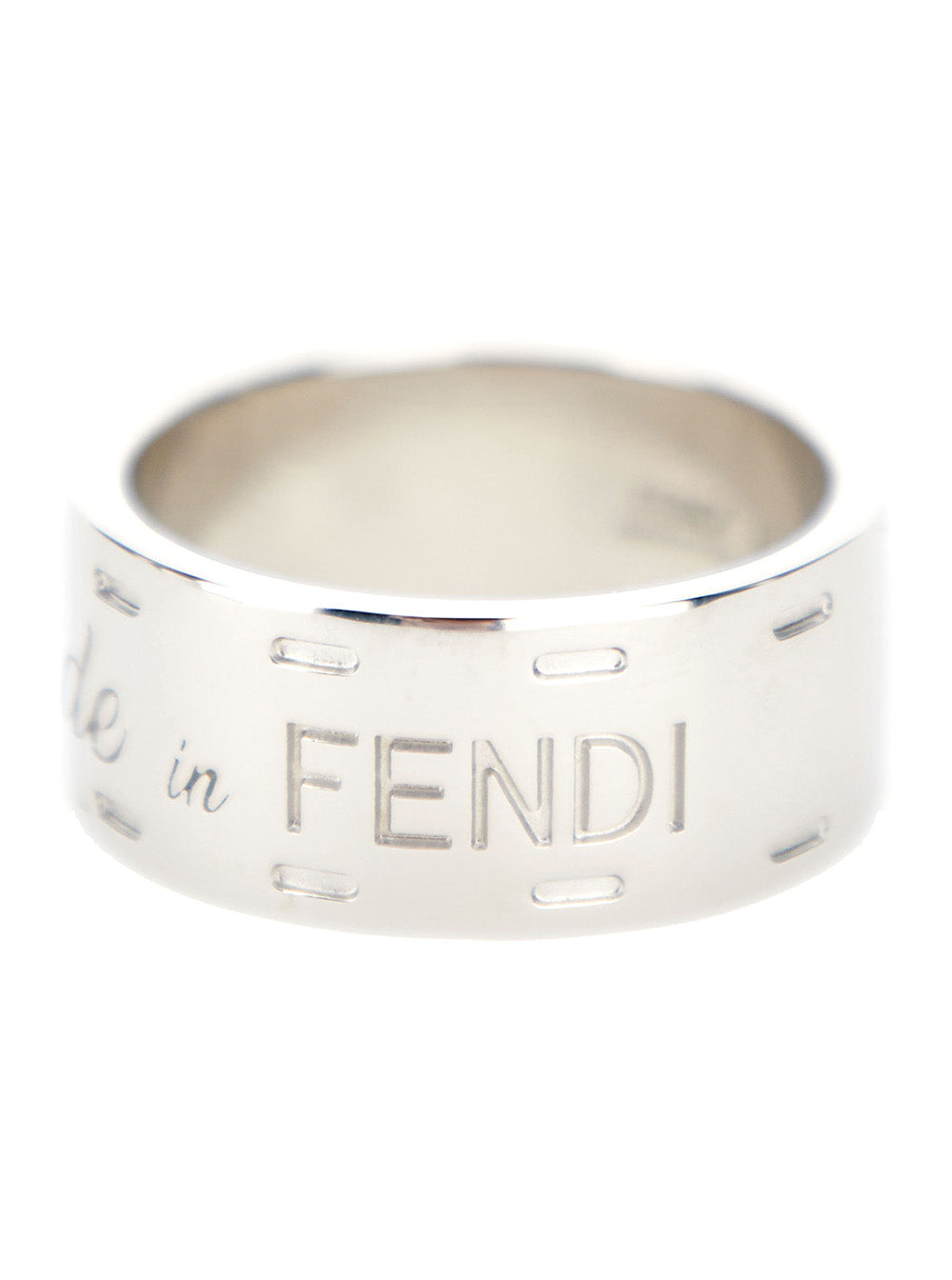 Fendi Men Silver Tone Ring With Lettering Engraving In Brass Man FENDI