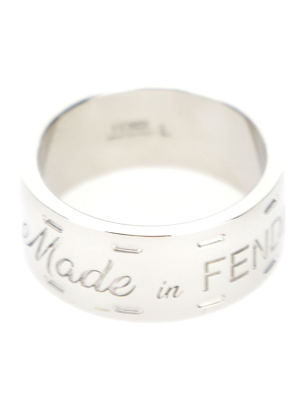 Fendi Men Silver Tone Ring With Lettering Engraving In Brass Man FENDI