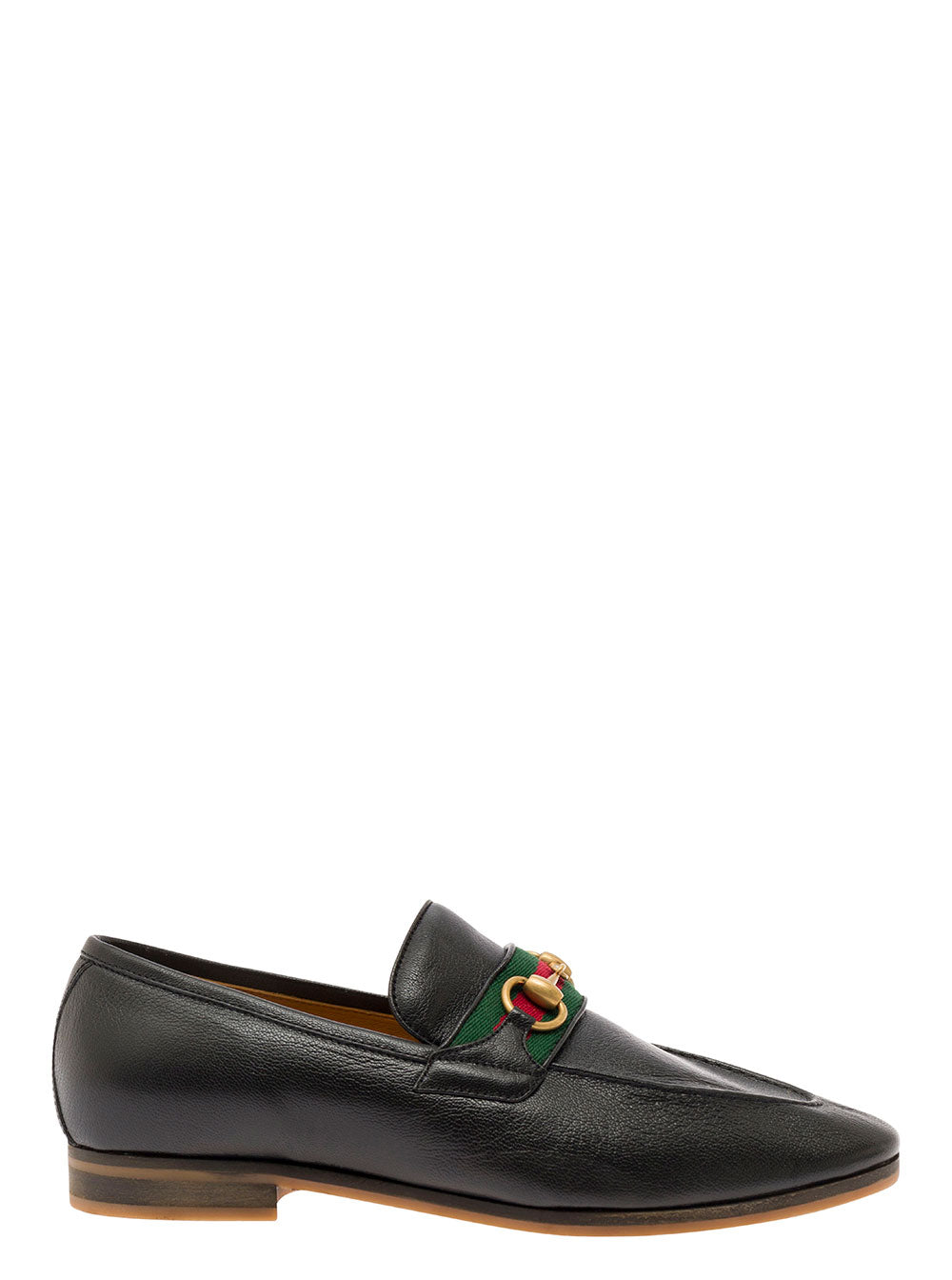 Gucci Men 'Paride' Black Loafers With Web And Horsebit Detail In Leather Man GUCCI