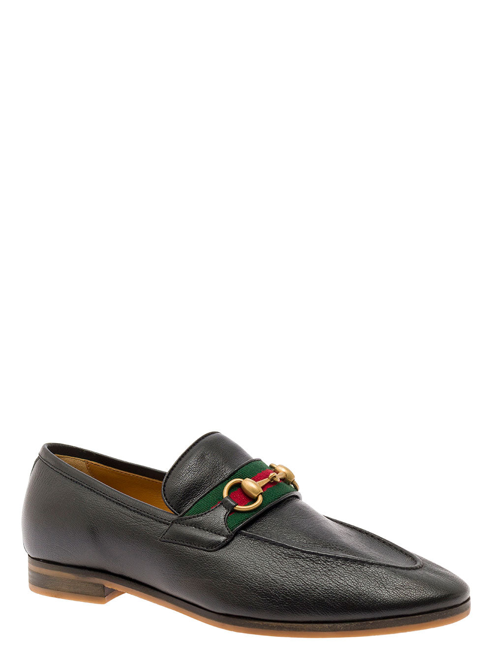 Gucci Men 'Paride' Black Loafers With Web And Horsebit Detail In Leather Man GUCCI