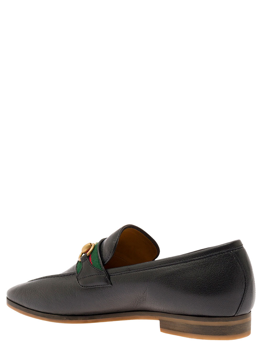 Gucci Men 'Paride' Black Loafers With Web And Horsebit Detail In Leather Man GUCCI