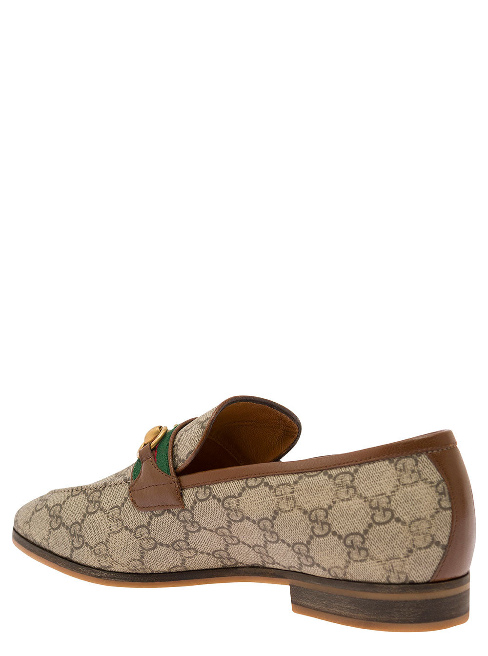 Gucci Men 'Paride' Beige Loafers With Horsebit And Web Detail In Gg Supreme Canvas Man GUCCI