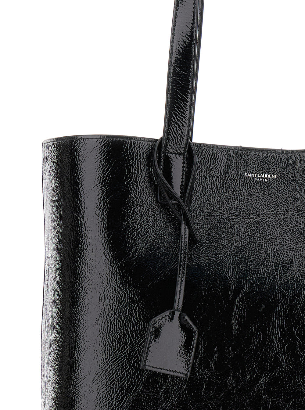 Saint Laurent Men 'Bold' Black Tote Bag With Embossed Logo In Coated Crinkled Leather Man SAINT LAURENT