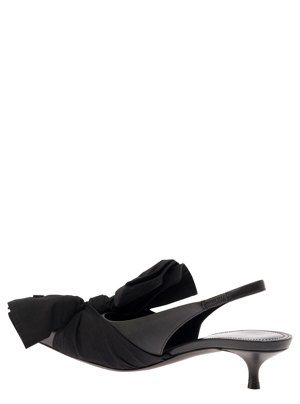 Balenciaga Women Black Slingback Pumps With Knot Detail In Leather And Cotton Woman BALENCIAGA