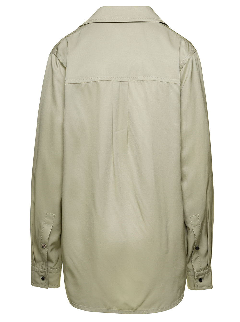 Bottega Veneta Women Oversized Green Shirt With Maxi Collar In Fluid Viscose Woman BOTTEGA VENETA