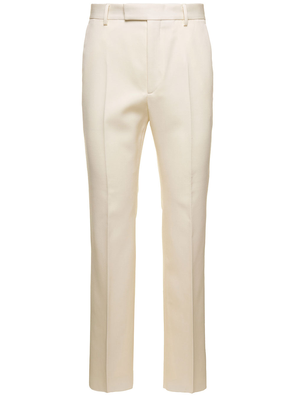 Gucci Men White Straight-Leg Pants With Gucci Cities Patch In Wool Man GUCCI
