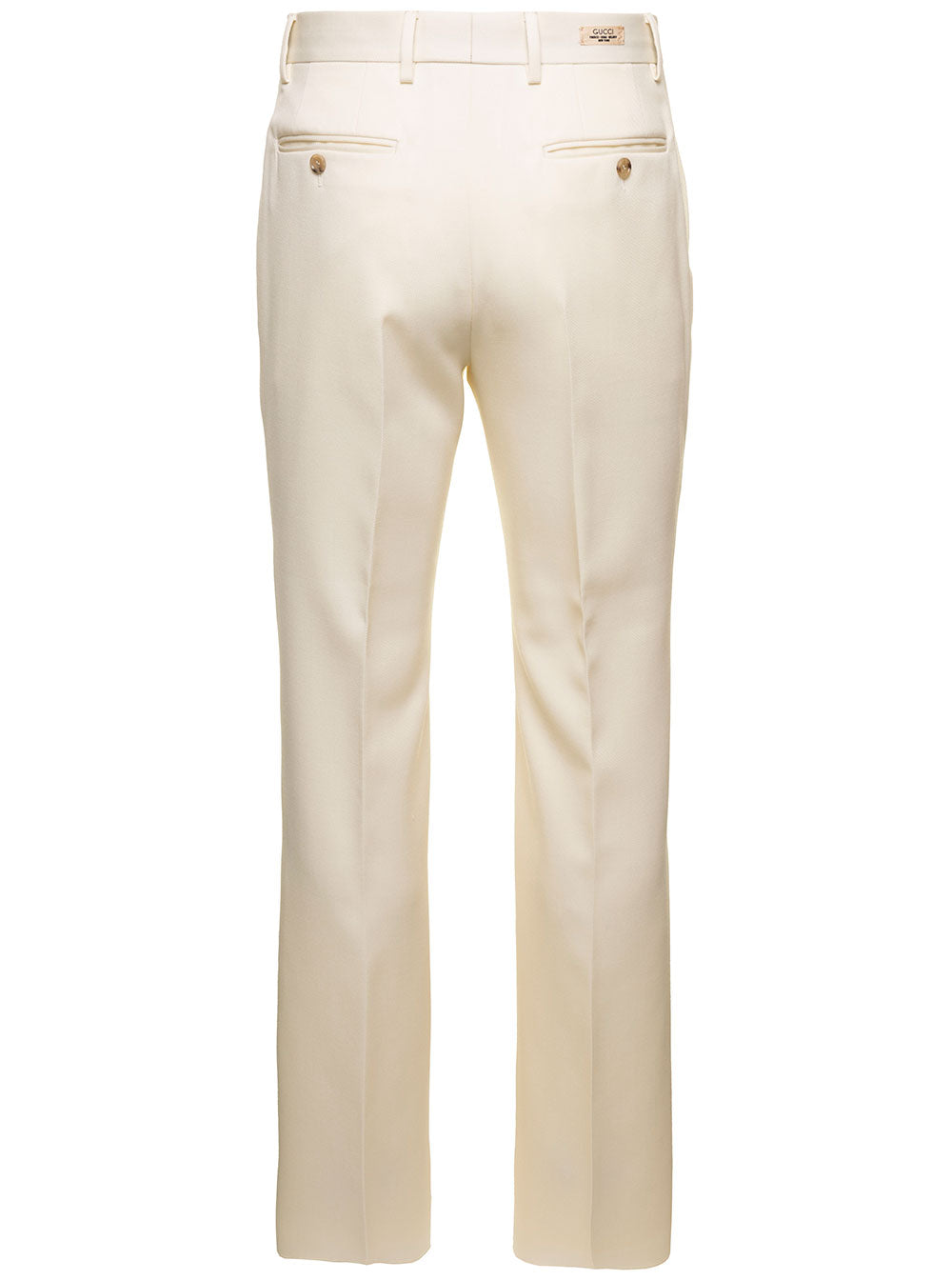 Gucci Men White Straight-Leg Pants With Gucci Cities Patch In Wool Man GUCCI