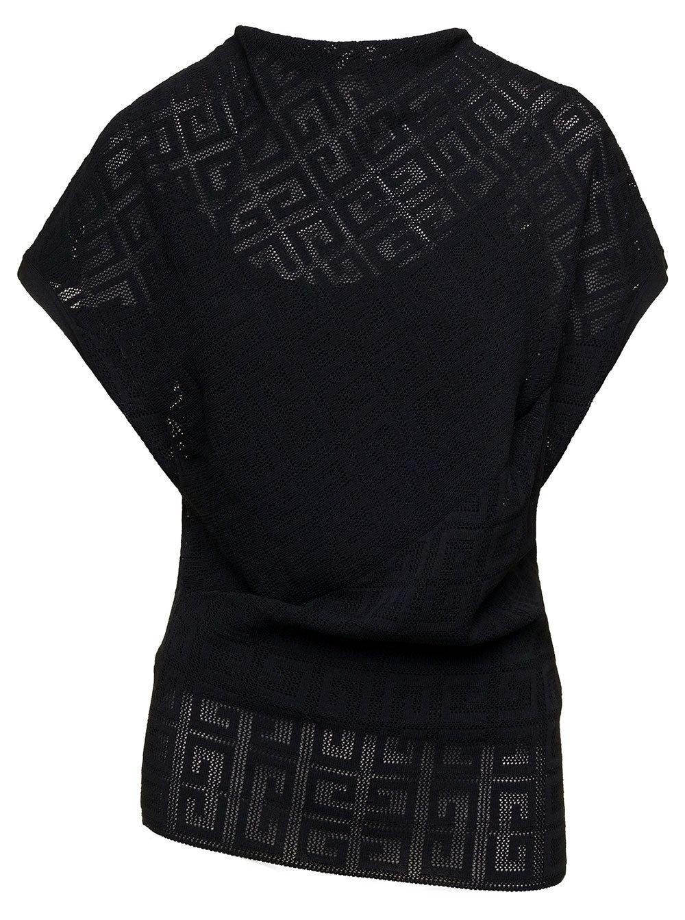 Givenchy Women Black Top With Draped Neckline In Viscose Woman GIVENCHY