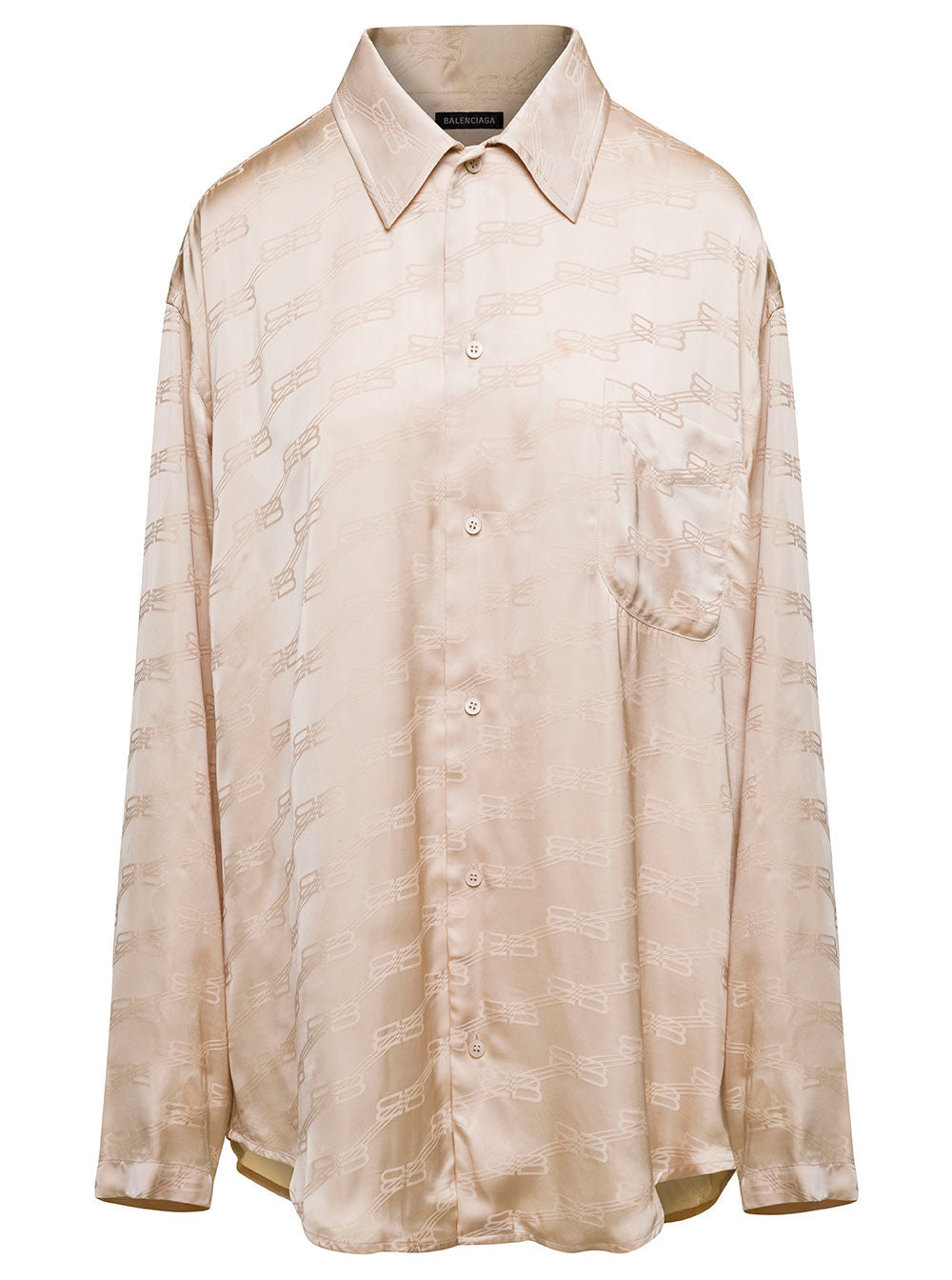 Balenciaga Women Beige Shirt With Logo Pattern In Viscose Woman BALENCIAGA