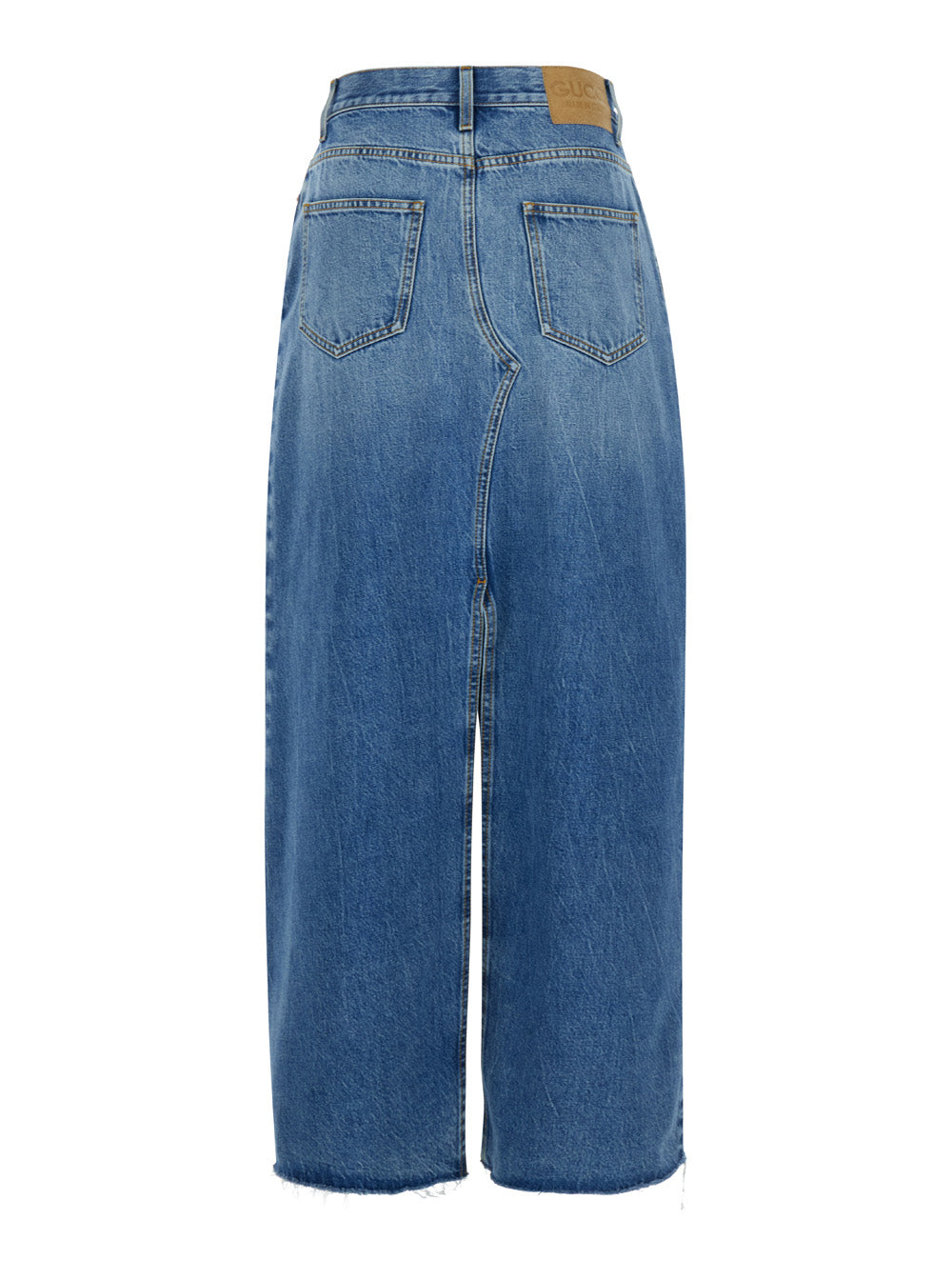 Gucci Women Light Blue Denim Midi Skirt With Horsebit In Cotton Woman GUCCI