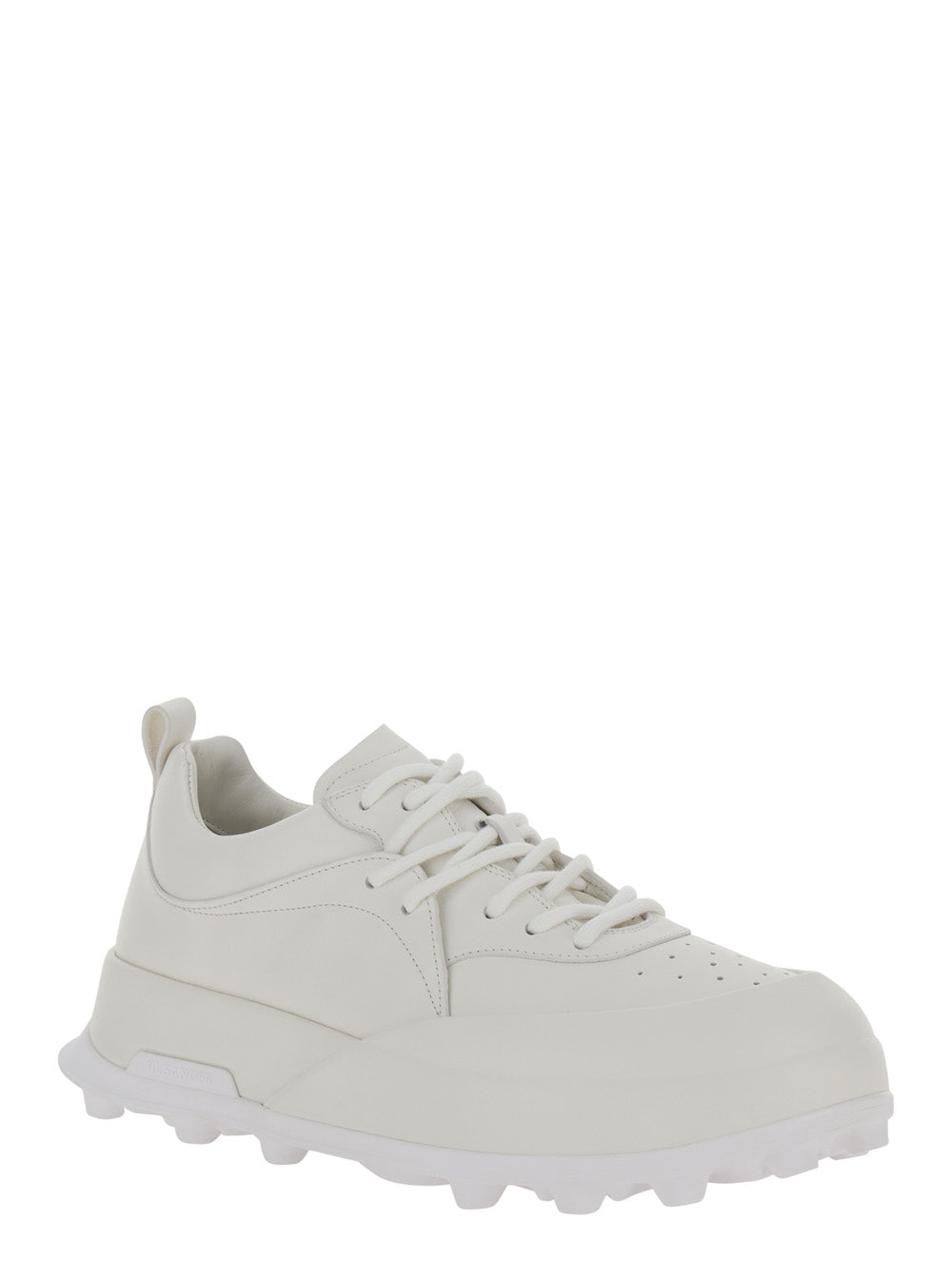 Jil Sander Men 'Orb' White Low Top Sneakers With Cleated Sole In Leather Man JIL SANDER