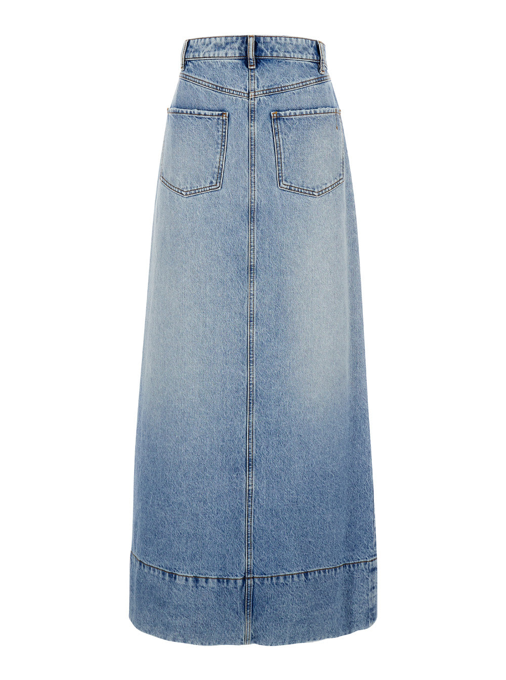 Sportmax Women Maxi Light Blue Skirt With Reversed Front And Rear In Denim Woman SPORTMAX