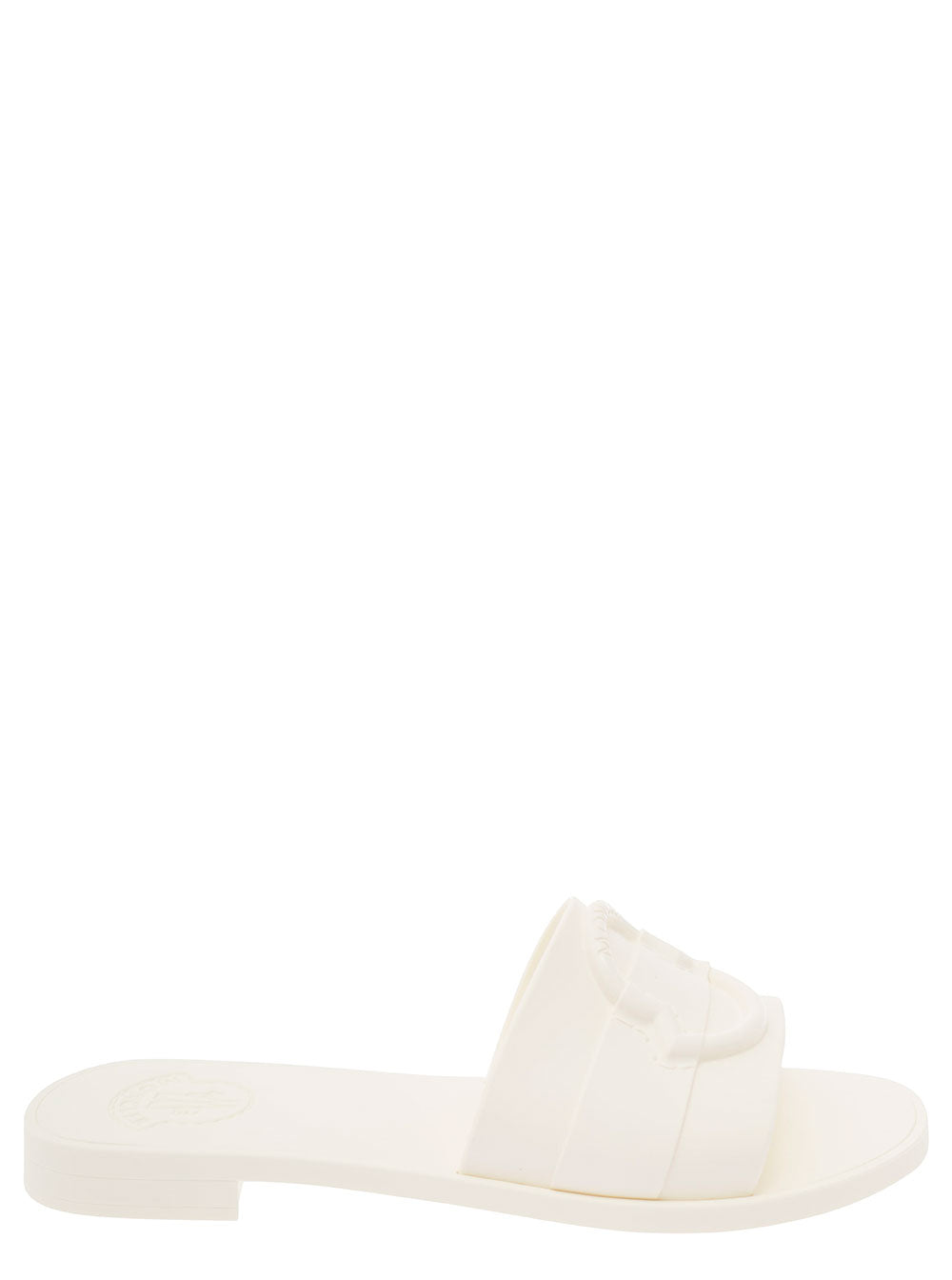 Moncler Women 'Mon' White Slide With Heel In Rubber Woman MONCLER