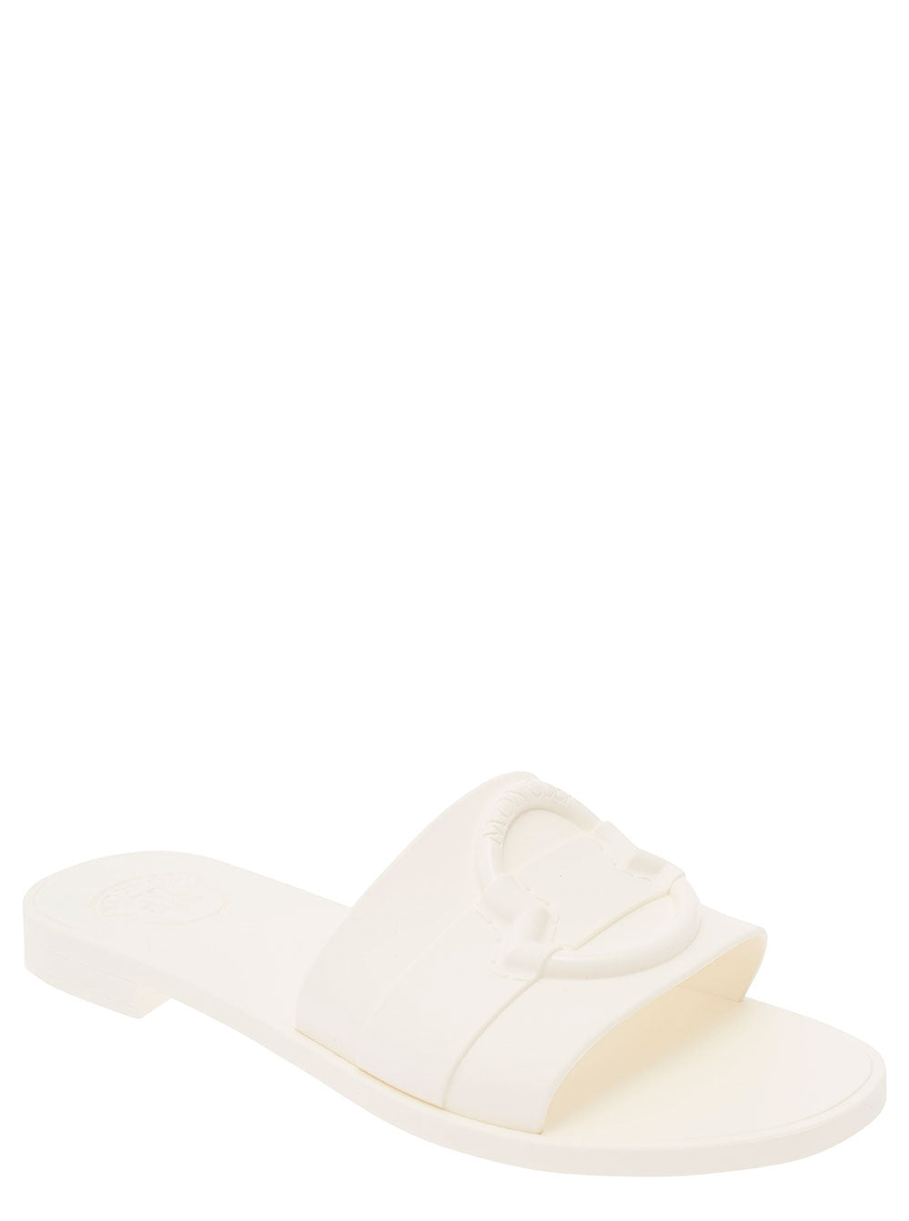 Moncler Women 'Mon' White Slide With Heel In Rubber Woman MONCLER