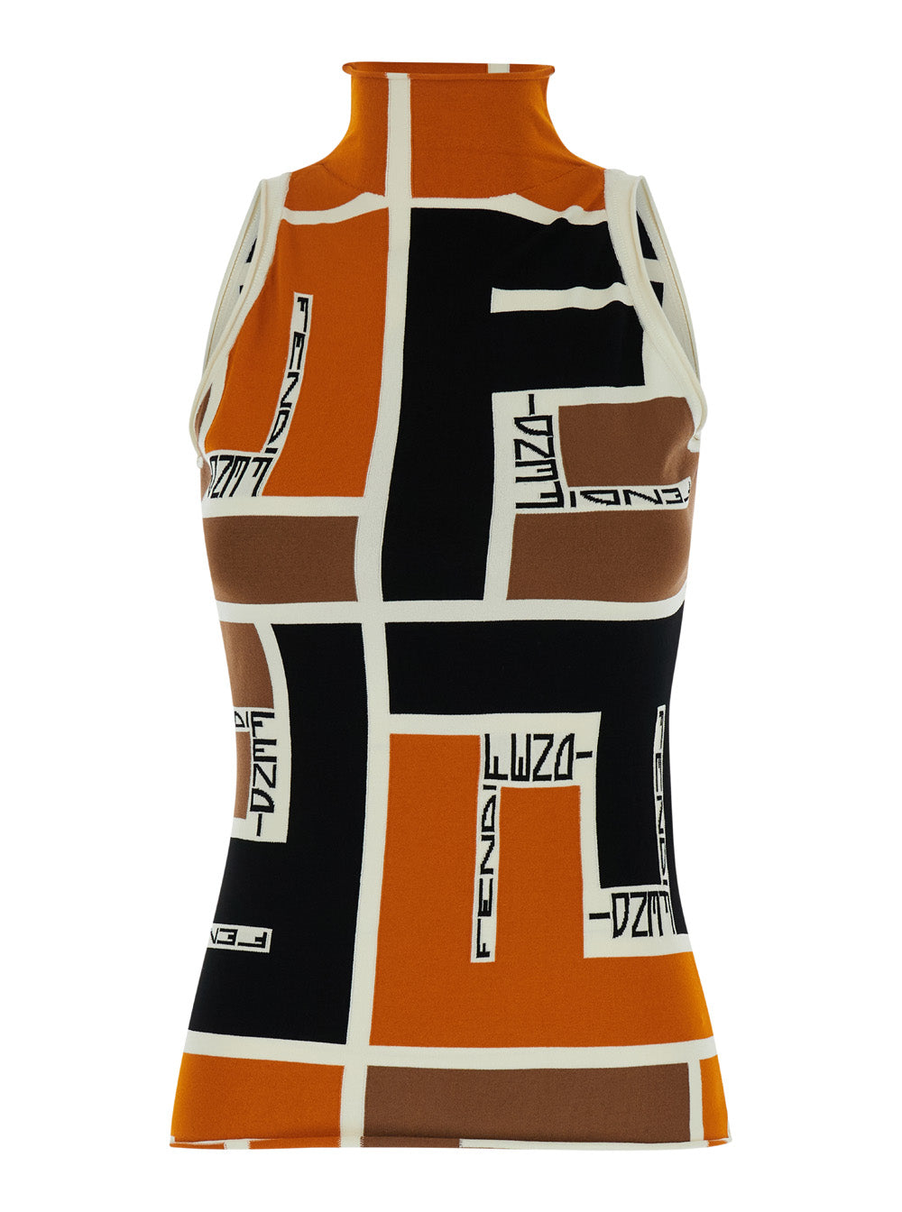 Fendi Women Multicolor Polo Neck Sweater In Viscose Blend Woman FENDI