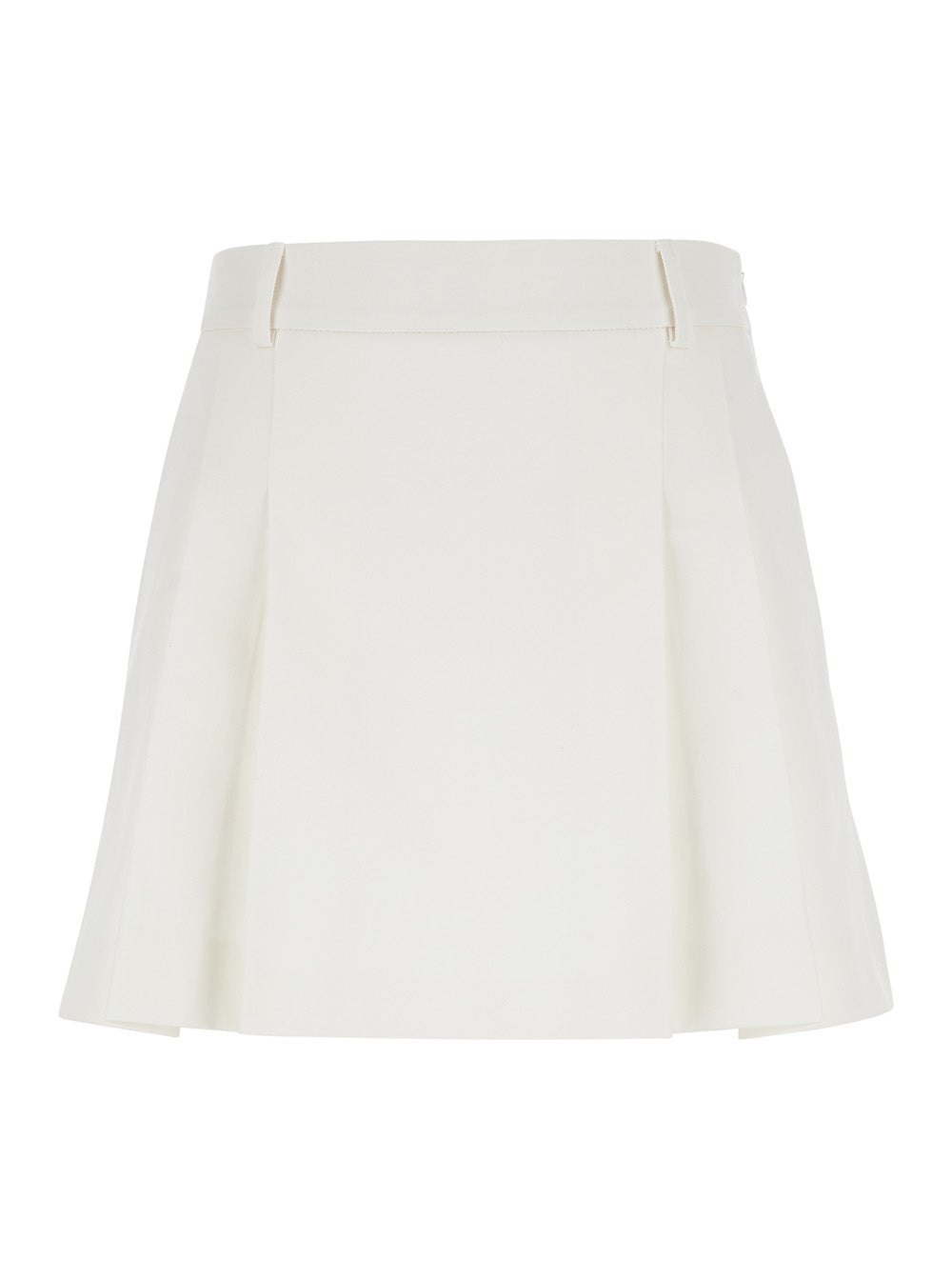 Leplain Women White Mini Pleated Skirt With Belt Loops In Fabric Woman LEPLAIN