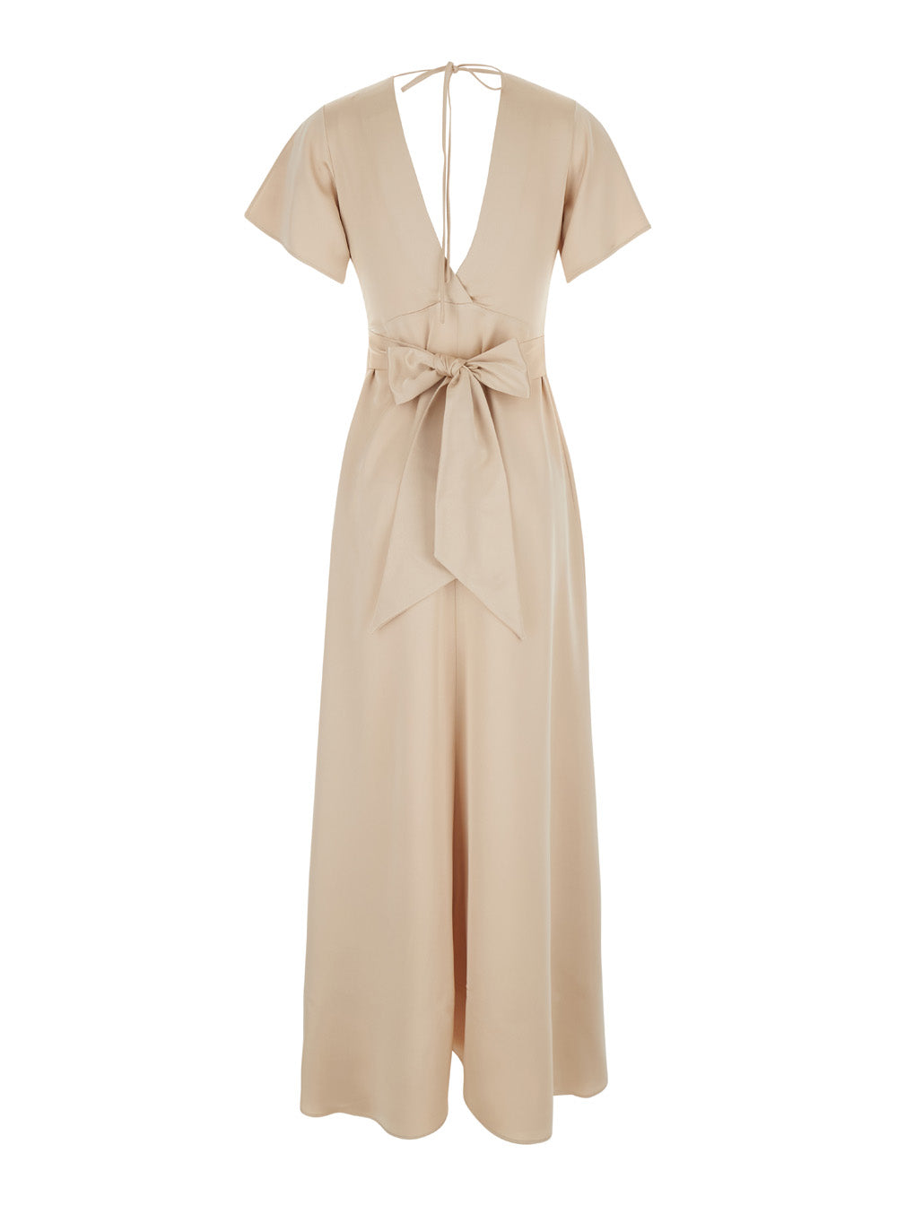 Leplain Women Long Beige Dress With Bow At The Back In Fabric Woman LEPLAIN