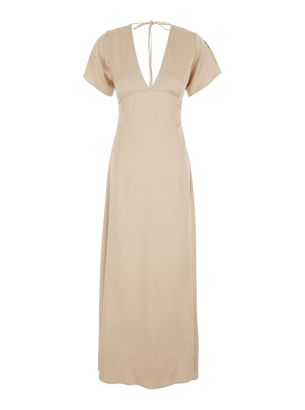 Leplain Women Long Beige Dress With Bow At The Back In Fabric Woman LEPLAIN
