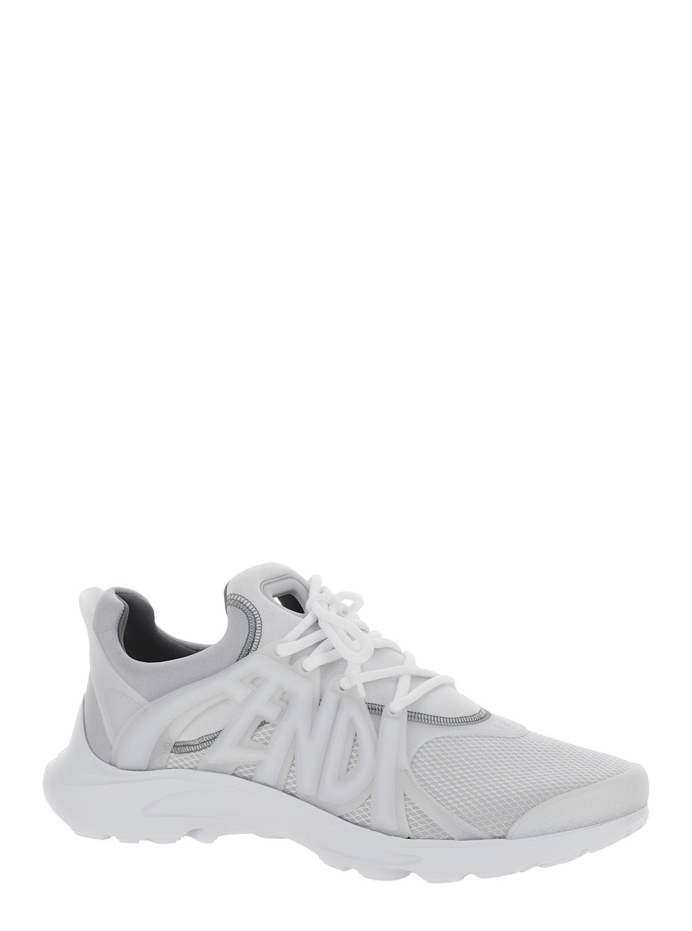 Fendi Men 'Fendi Tag' Grey Sneakers With Logo In Techno Mesh Man FENDI