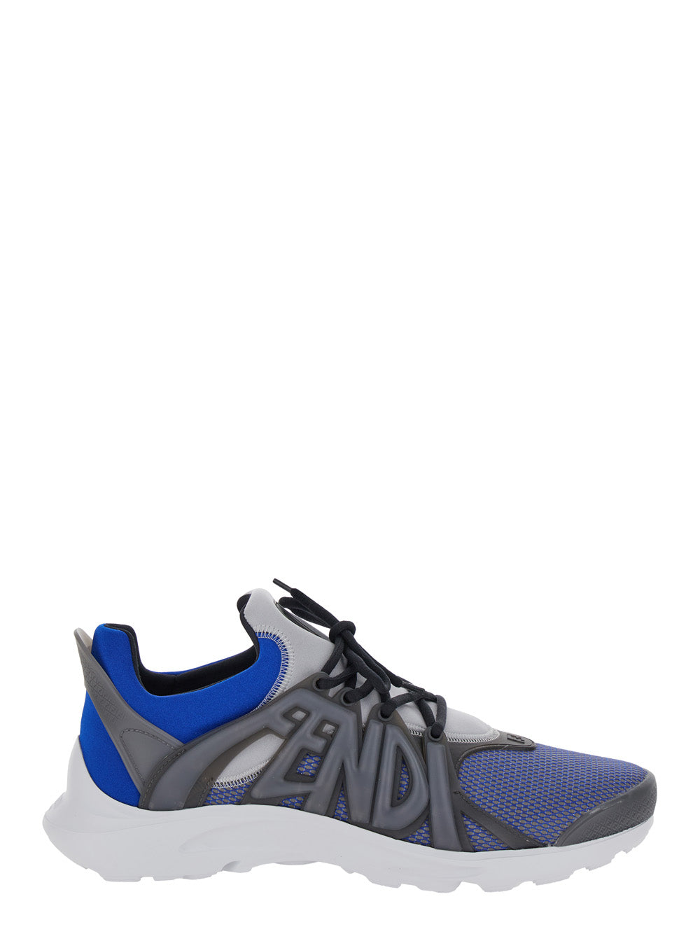 Fendi Men 'Fendi Tag' Blue Sneakers With Logo In Techno Mesh Man FENDI