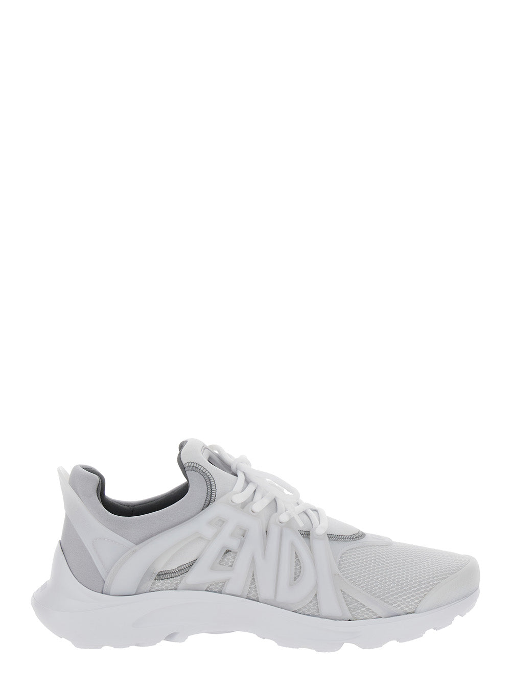 Fendi Men 'Fendi Tag' Grey Sneakers With Logo In Techno Mesh Man FENDI