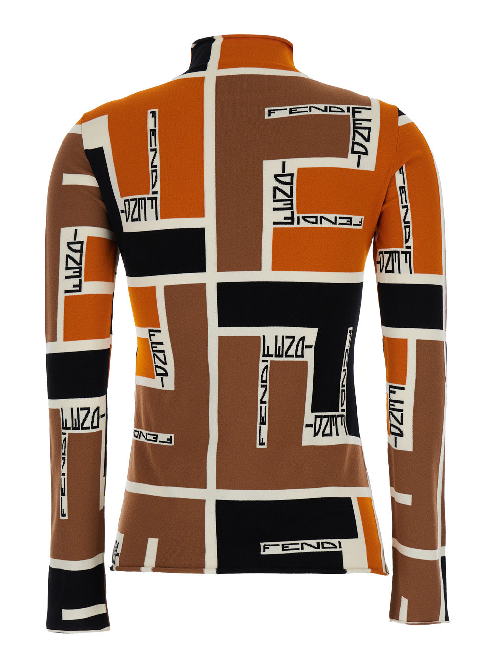Fendi Women Orange Polo Neck Sweater In Viscose Blend Woman FENDI