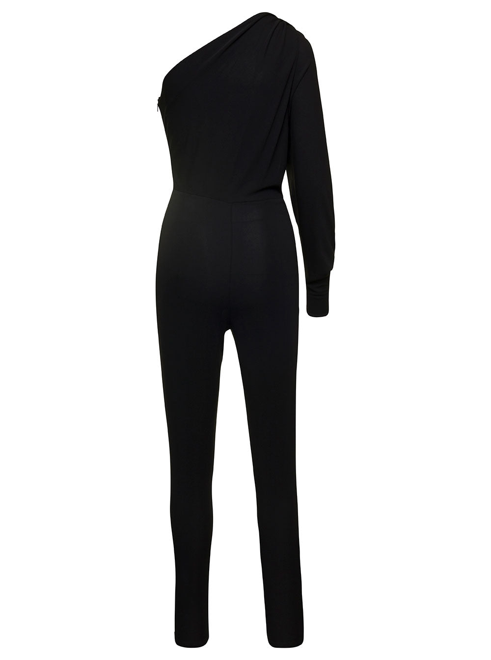 Saint Laurent Women Black One-Shoulder Jumpsuit With Side Gathering In Jersey Woman SAINT LAURENT