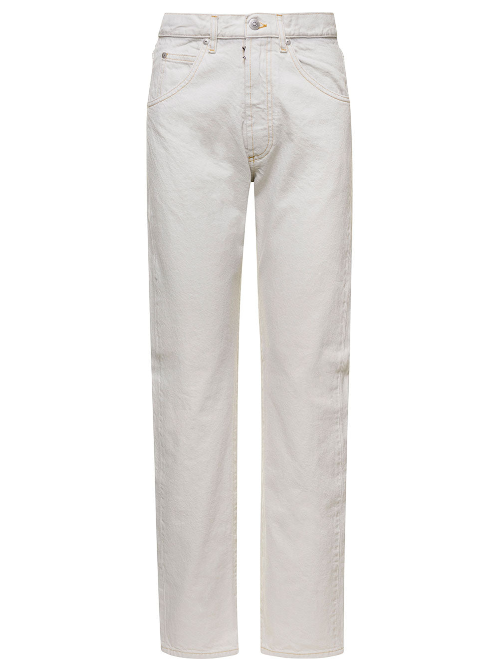 Maison Margiela Women White 5-Pocket Style Straight Jeans With Contrasting Stitching In Cotton Denim Woman MAISON MARGIELA