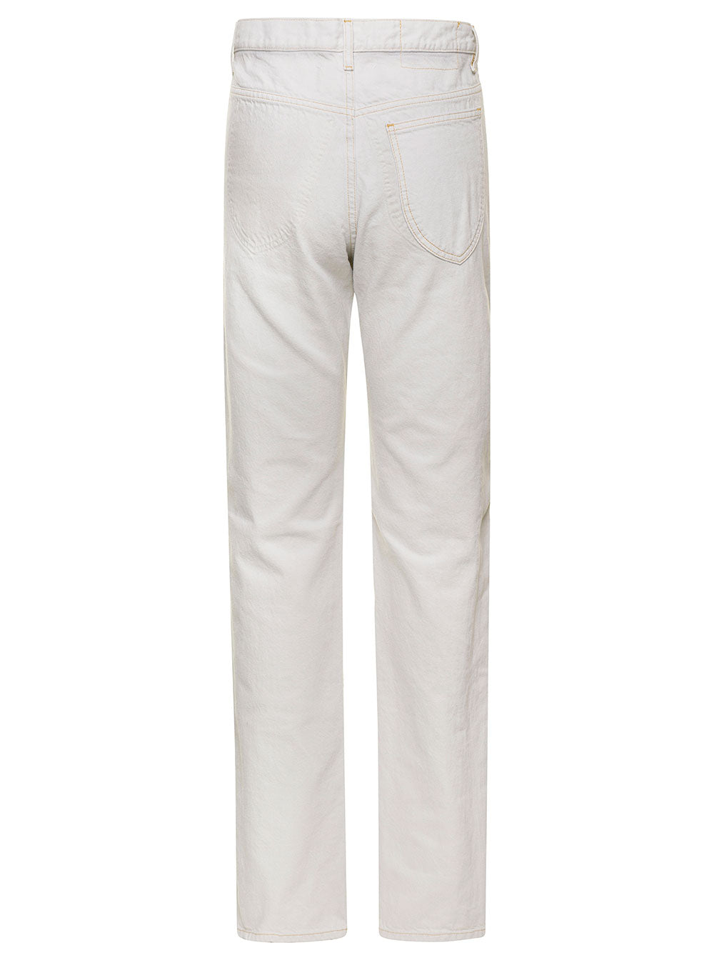 Maison Margiela Women White 5-Pocket Style Straight Jeans With Contrasting Stitching In Cotton Denim Woman MAISON MARGIELA