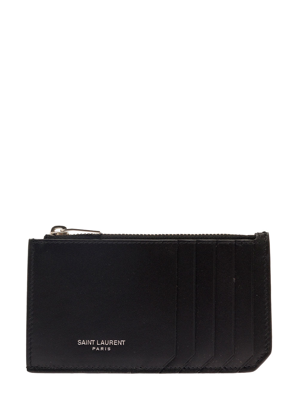 Saint Laurent Men Black Card-Holder With Embossed Logo In Leather Man SAINT LAURENT