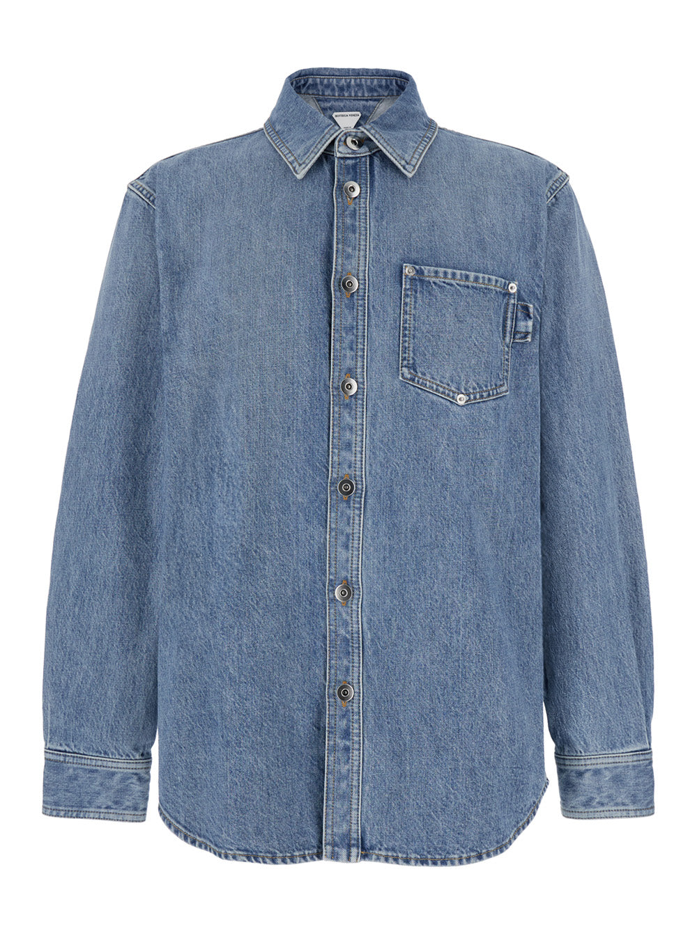 Bottega Veneta Men Light Blue Oversized Shirt With Patch Pocket In Cotton Denim Man BOTTEGA VENETA