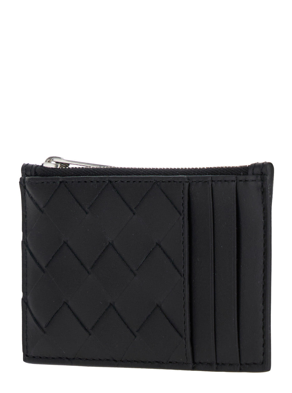 Bottega Veneta Men Black Card-Holder With Intreccio Motif In Leather Man BOTTEGA VENETA