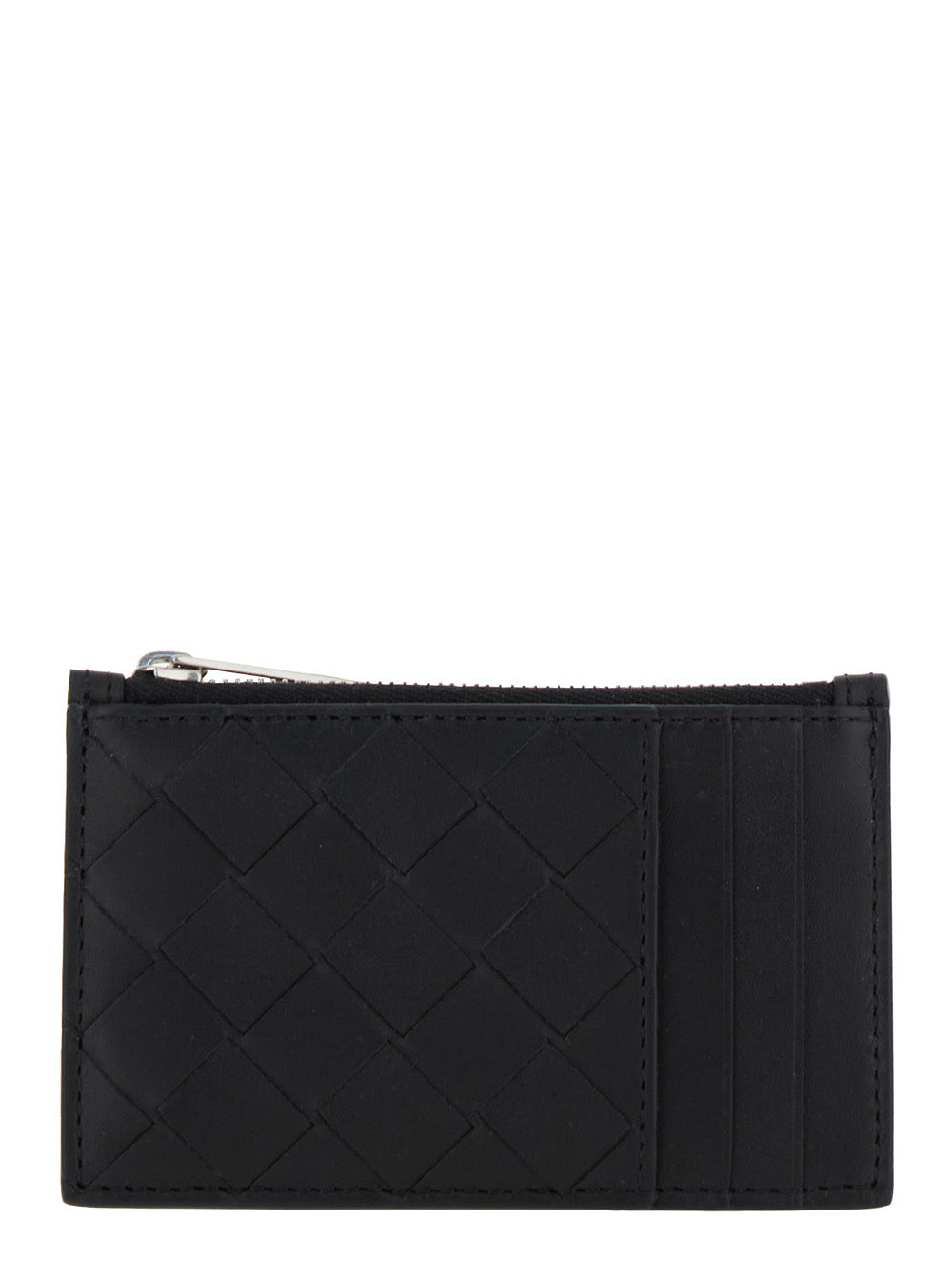 Bottega Veneta Men Black Card-Holder With Intreccio Motif In Leather Man BOTTEGA VENETA