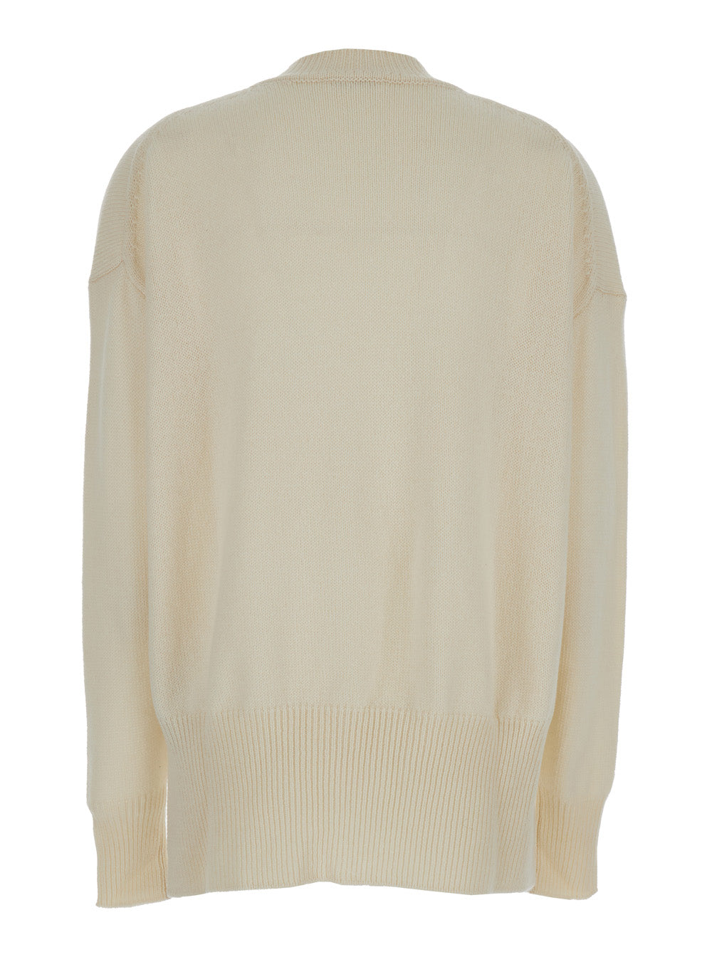 Jil Sander Women Cream Ribbed Pullover In Cashmere Woman JIL SANDER