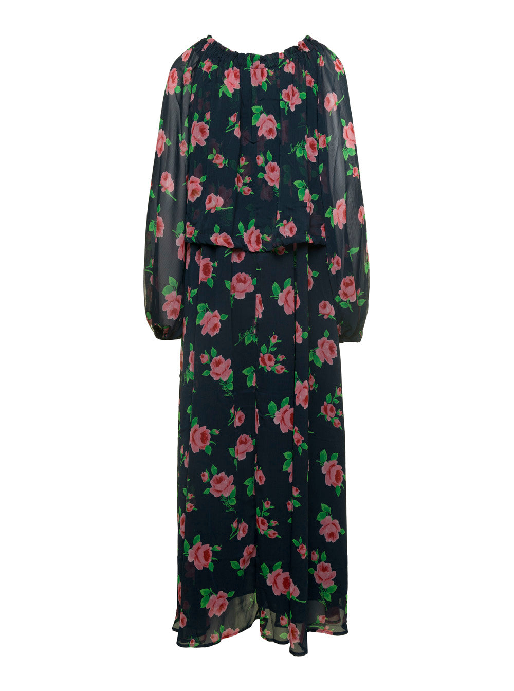 Rotate Women Maxi Multicolor Dress With All-Over Roses Print In Chiffon Woman ROTATE