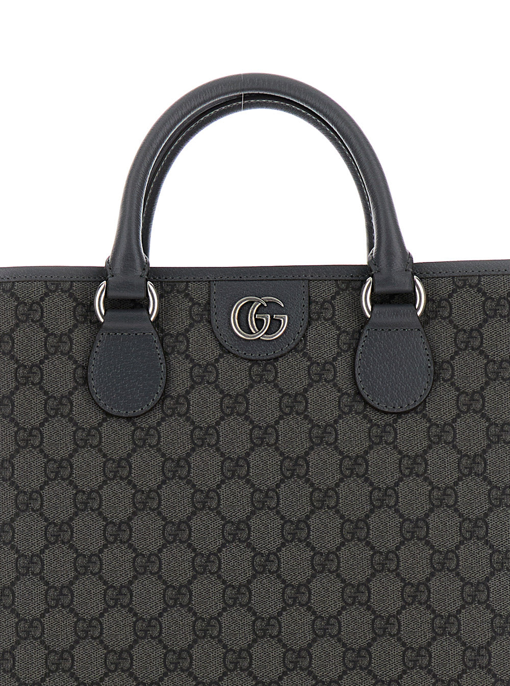 Gucci Men 'Ophidia Gg Media' Black And Grey Tote Bag In Gg Supreme Canvas Man GUCCI