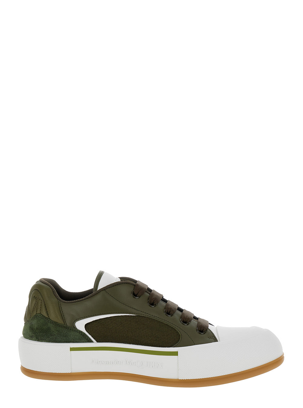 Alexander Mcqueen Men 'Cruis' Green Low Top Sneakers With Logo Detail In Leather And Fabric Man ALEXANDER MCQUEEN