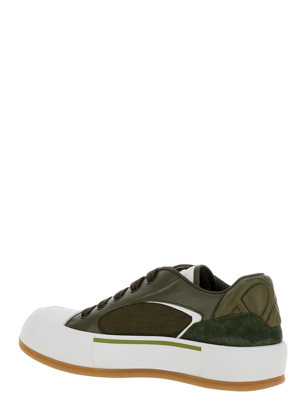 Alexander Mcqueen Men 'Cruis' Green Low Top Sneakers With Logo Detail In Leather And Fabric Man ALEXANDER MCQUEEN