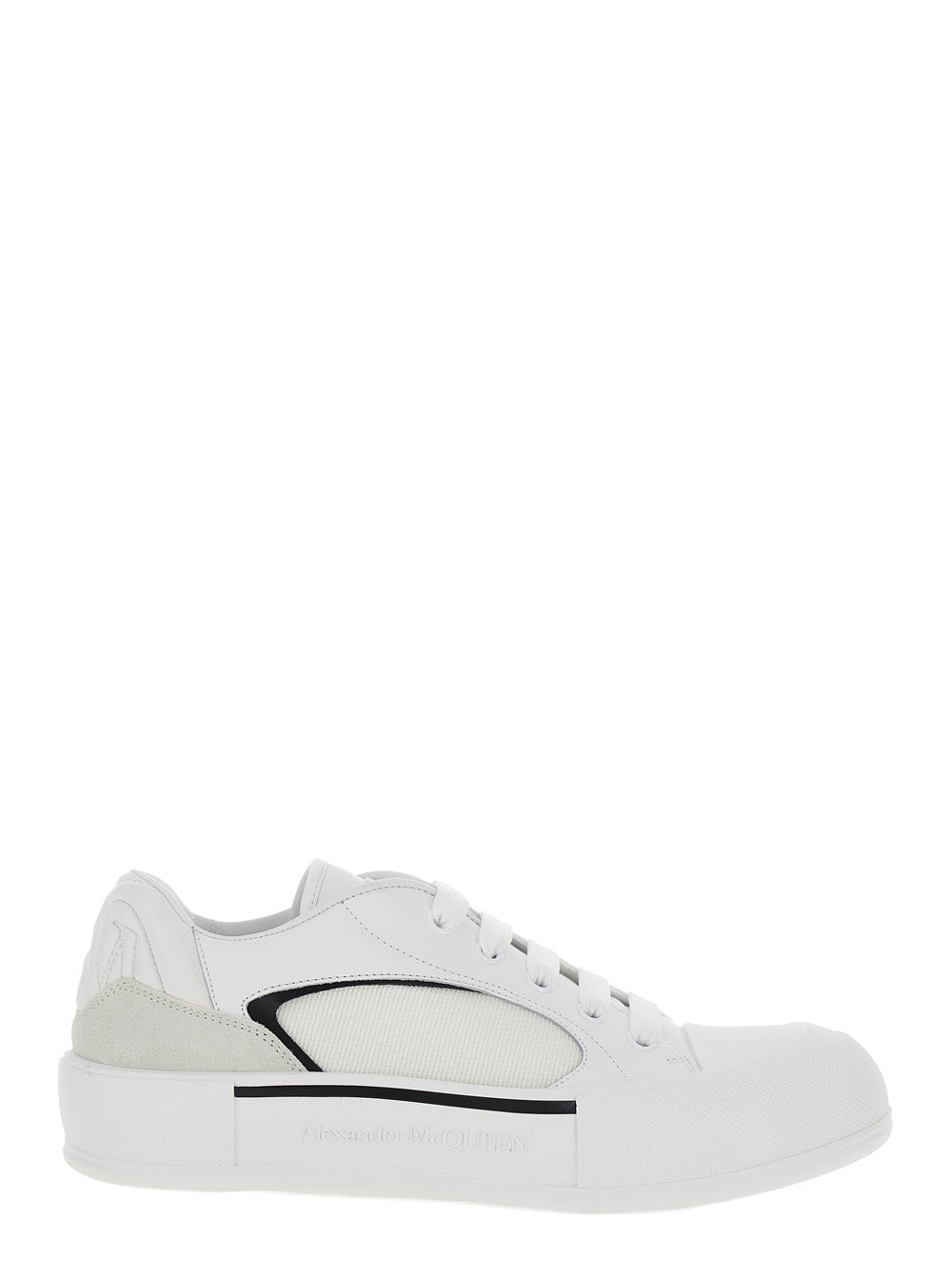 Alexander Mcqueen Men 'Cruis' White Low Top Sneakers With Logo Detail In Leather And Fabric Man ALEXANDER MCQUEEN