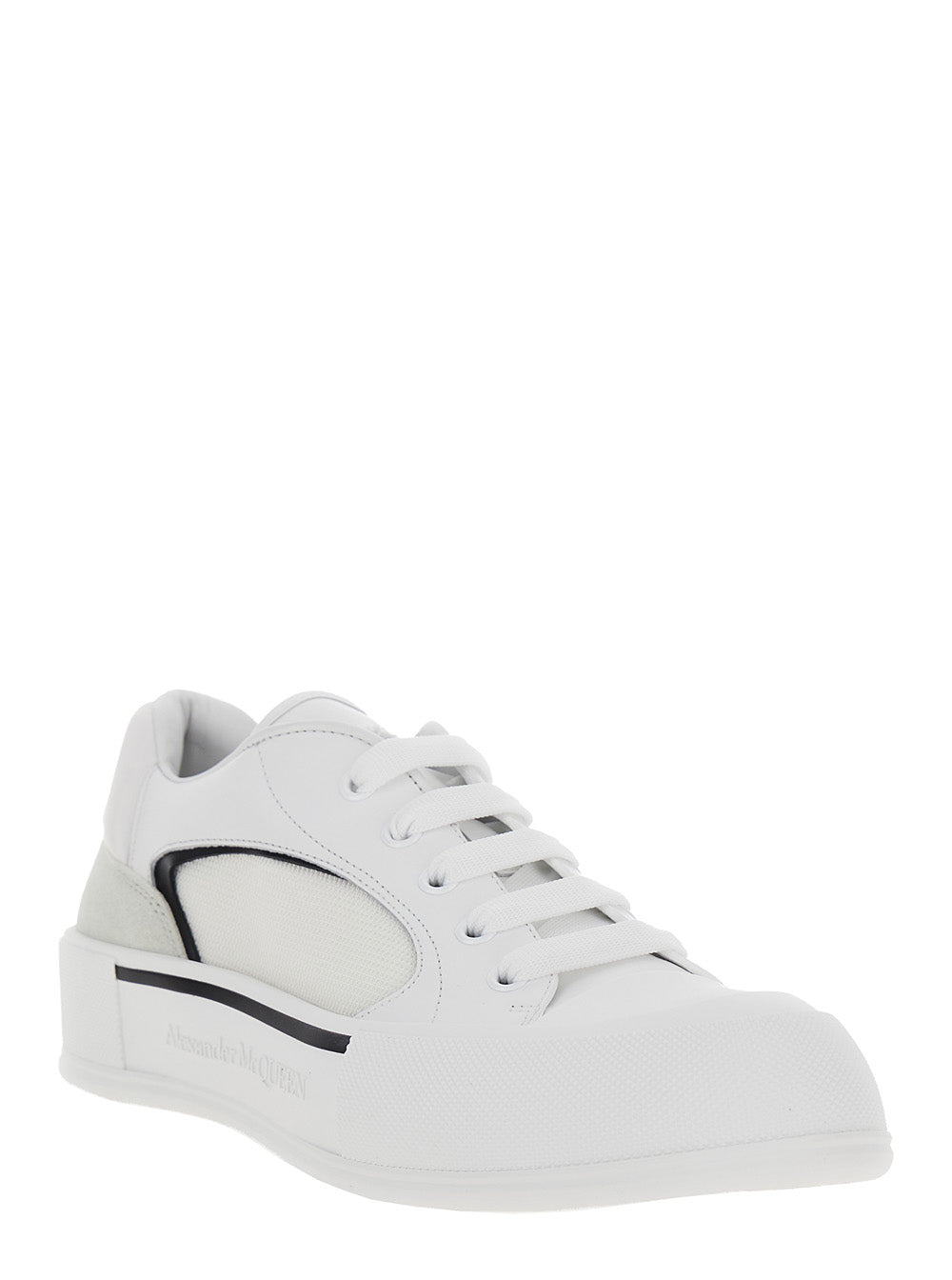 Alexander Mcqueen Men 'Cruis' White Low Top Sneakers With Logo Detail In Leather And Fabric Man ALEXANDER MCQUEEN