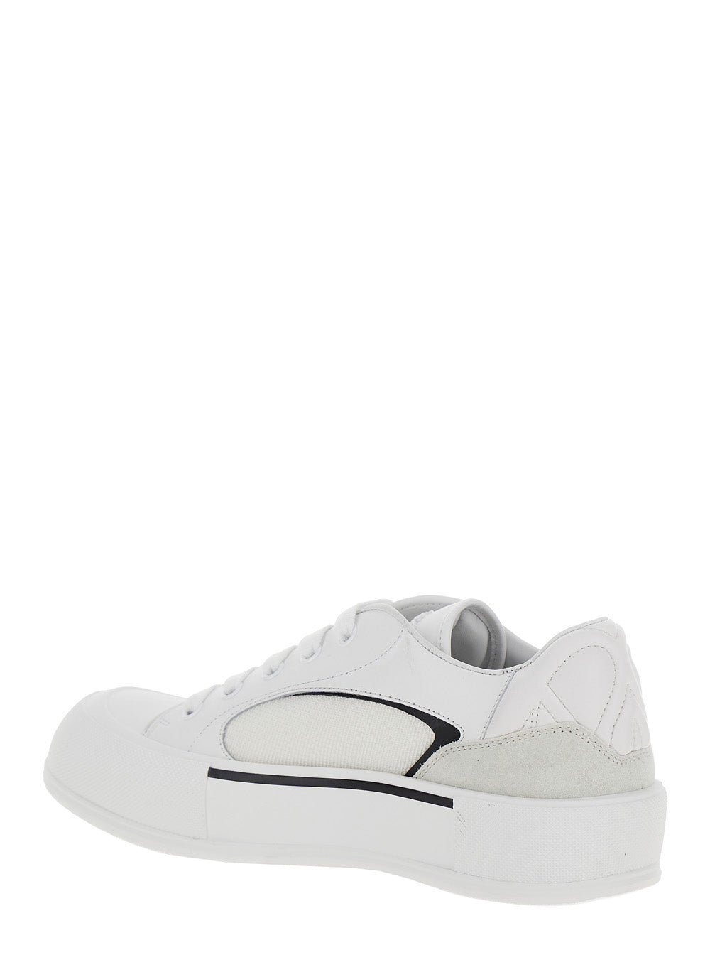 Alexander Mcqueen Men 'Cruis' White Low Top Sneakers With Logo Detail In Leather And Fabric Man ALEXANDER MCQUEEN