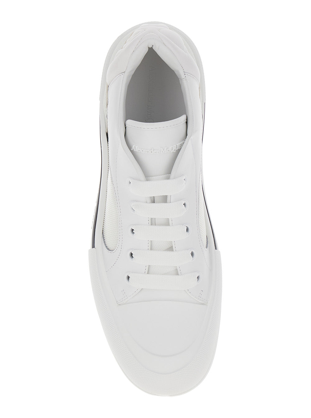 Alexander Mcqueen Men 'Cruis' White Low Top Sneakers With Logo Detail In Leather And Fabric Man ALEXANDER MCQUEEN