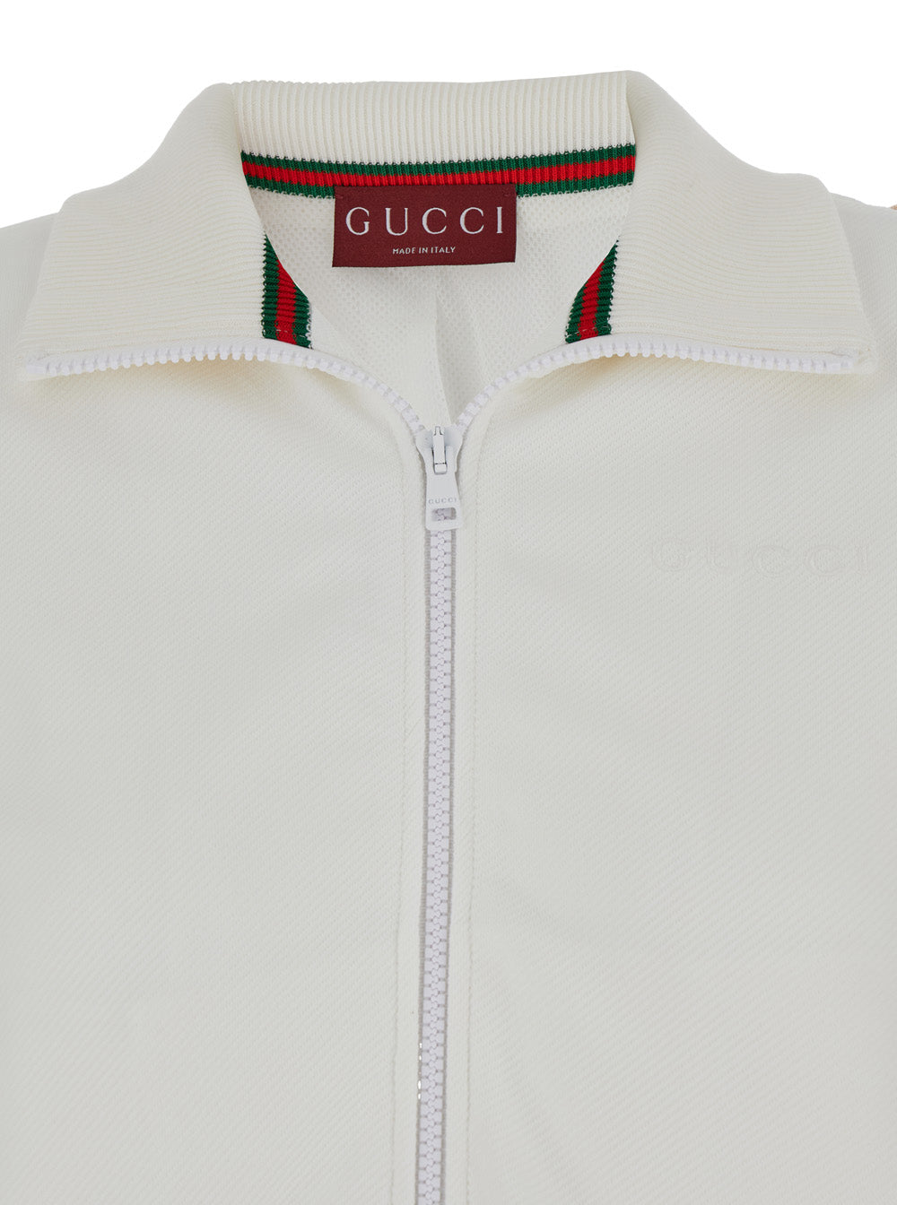 Gucci Women White Crop Sweatshirt With Web Detail In Polyamide Woman GUCCI