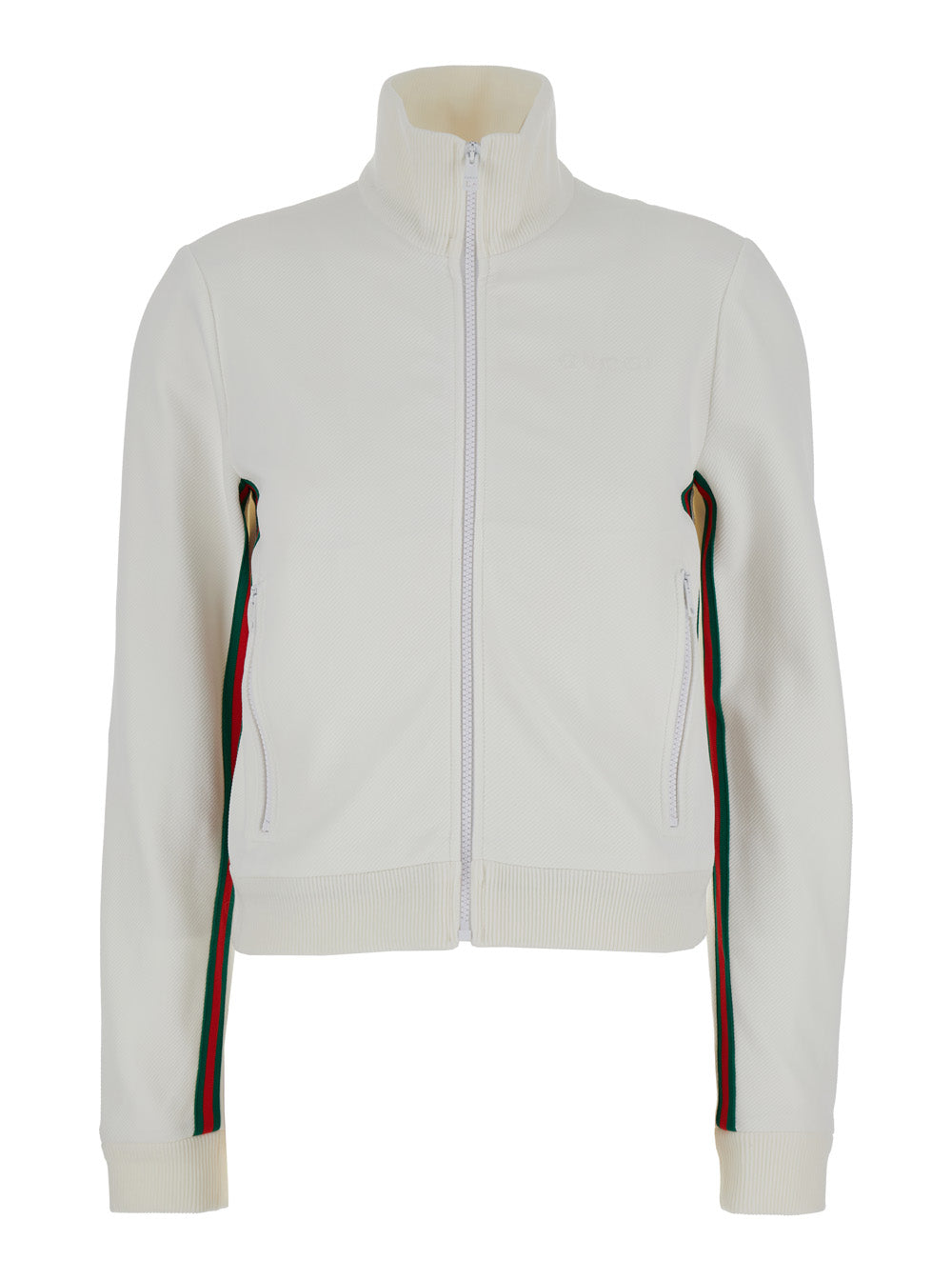 Gucci Women White Crop Sweatshirt With Web Detail In Polyamide Woman GUCCI
