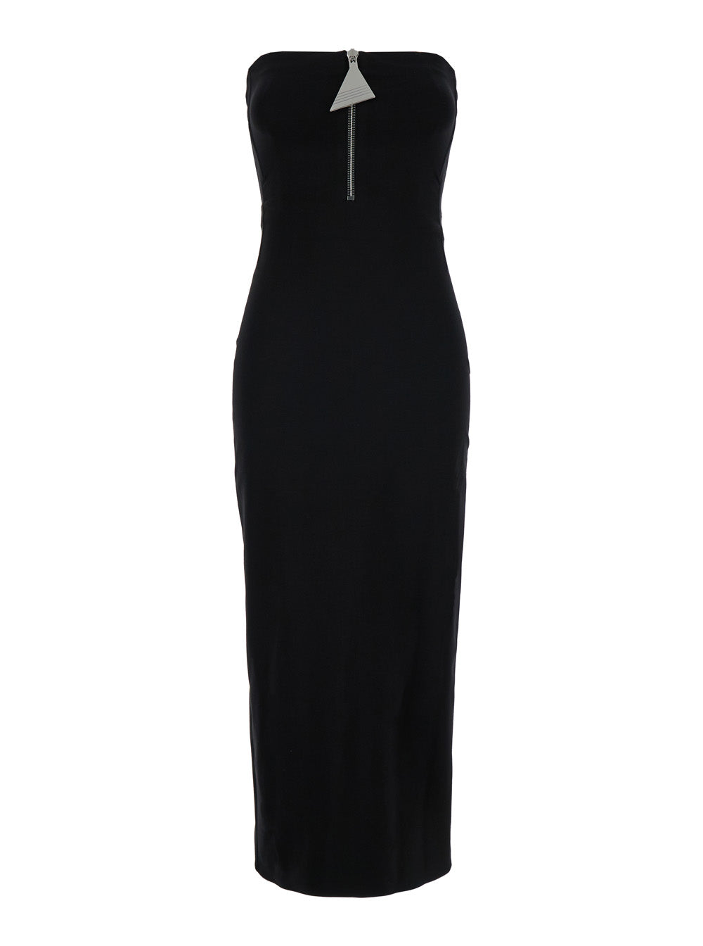 The Attico Women Black Bustier Dress With Decorative Zip In Tech Fabric Woman