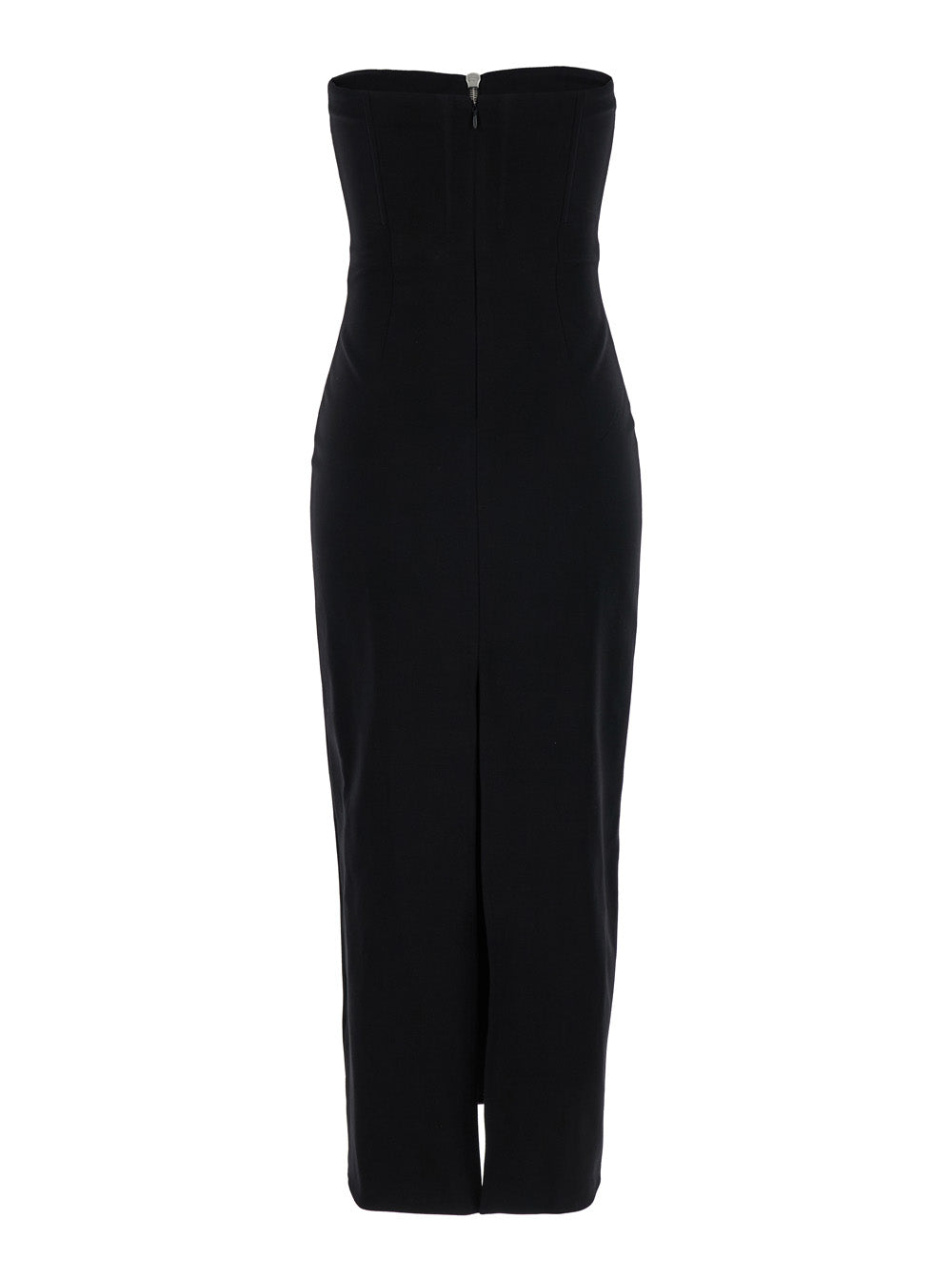 The Attico Women Black Bustier Dress With Decorative Zip In Tech Fabric Woman