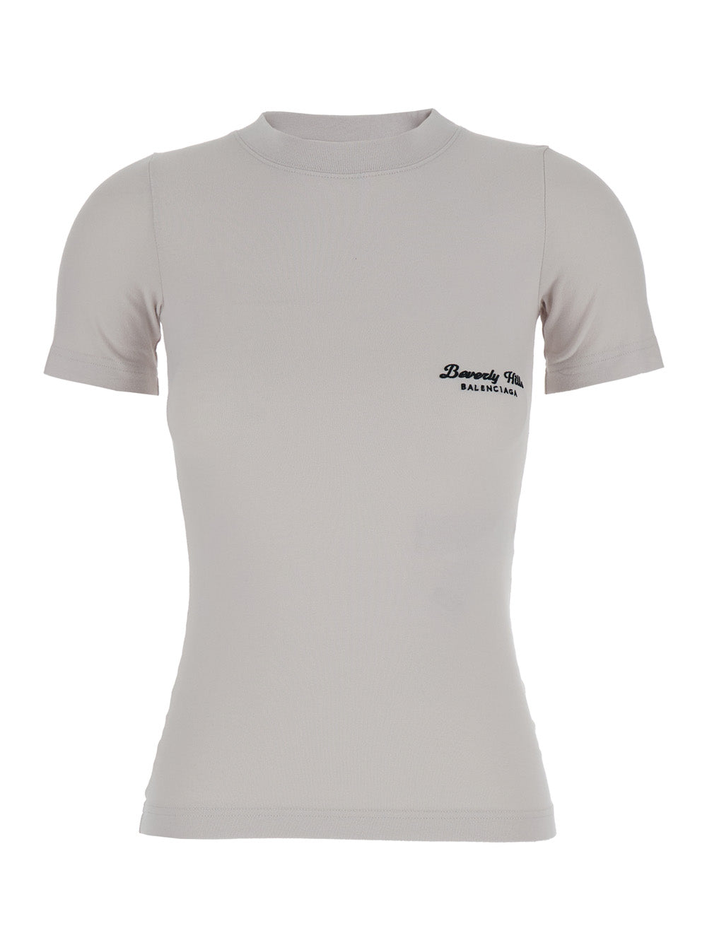 Balenciaga Women Off White T-Shirt With Beverly Hills Embroidery In Peeling Stretch Jersey Woman BALENCIAGA