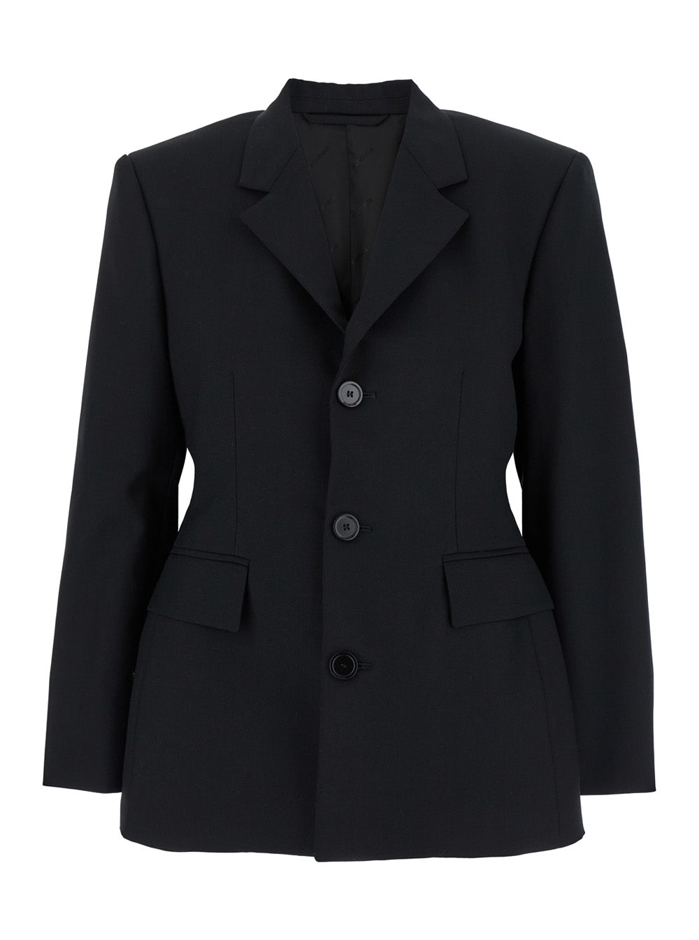 Balenciaga Women 'Hourglass' Black Single-Breasted Jacket With Notched Revers In Wool Woman BALENCIAGA