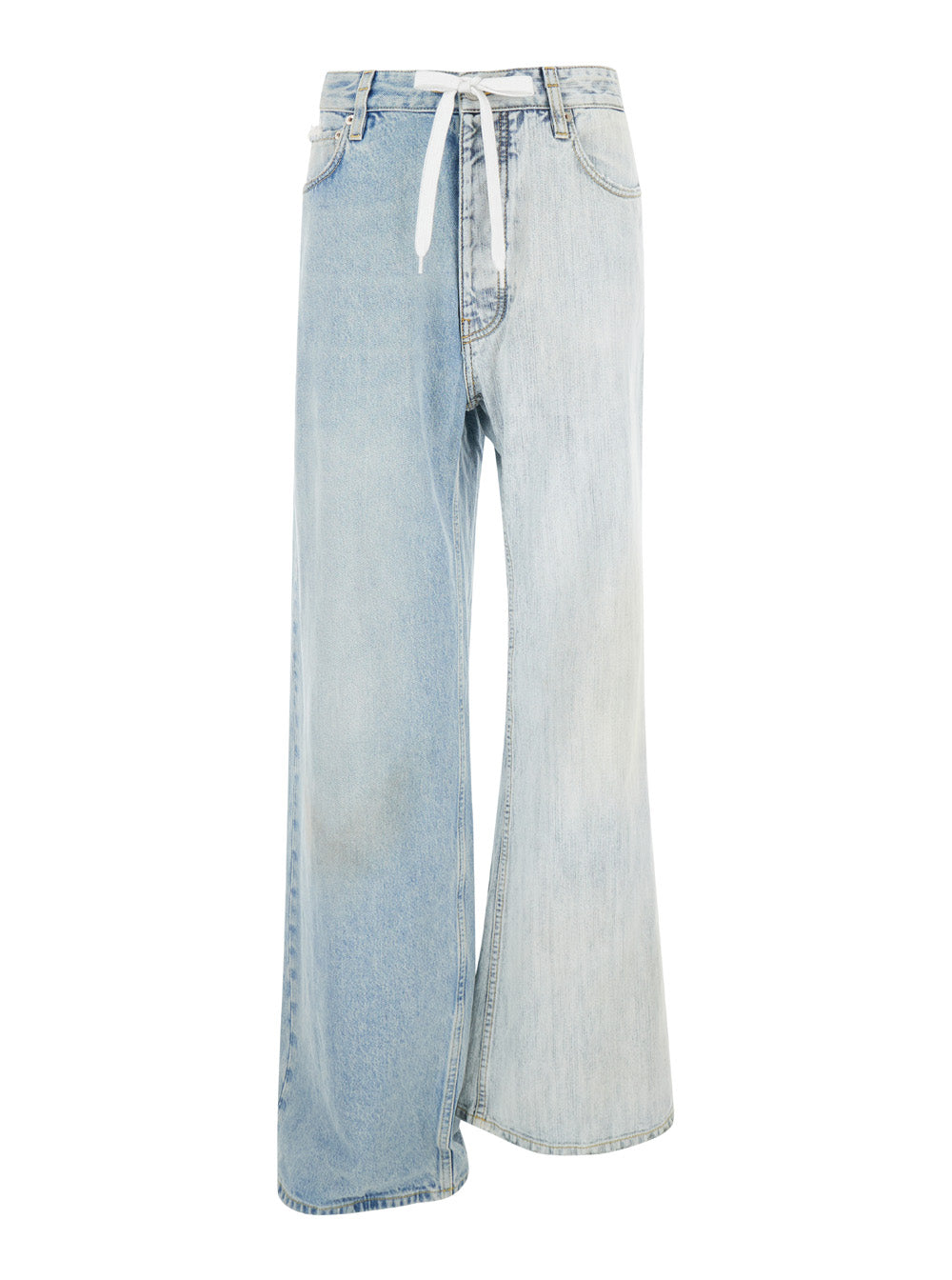 Balenciaga Women 'Fifty-Fifty' Light Blue Jeans With Asymmetric Legs In Denim Women BALENCIAGA