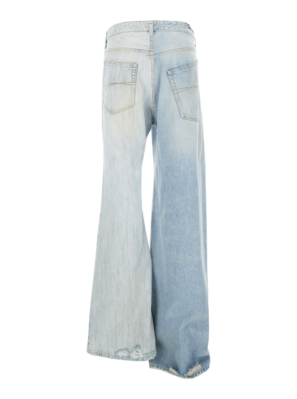 Balenciaga Women 'Fifty-Fifty' Light Blue Jeans With Asymmetric Legs In Denim Women BALENCIAGA